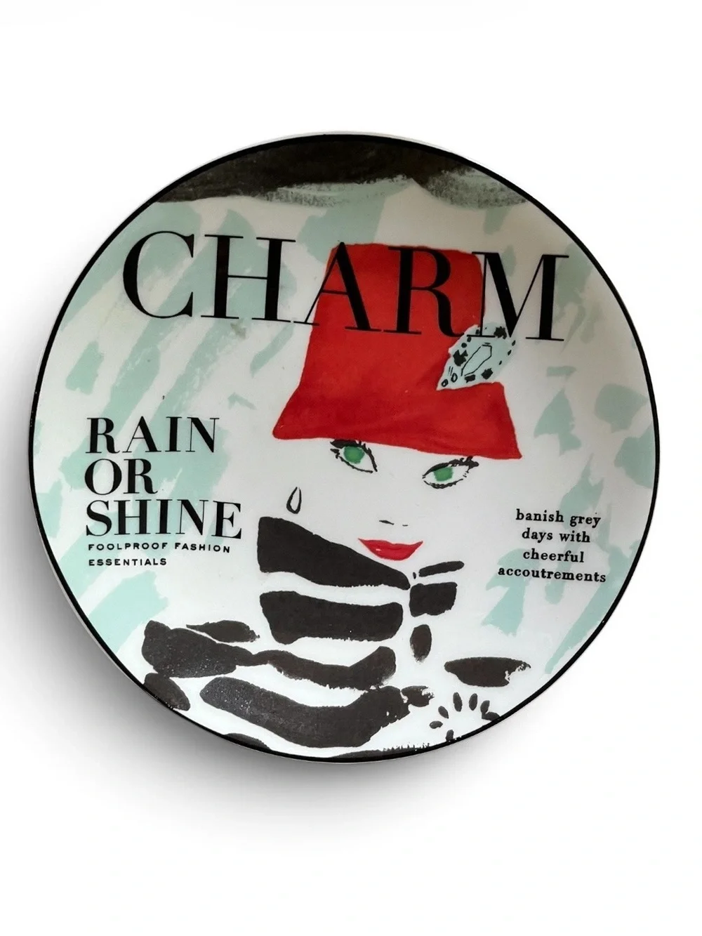 RARE Set of 6 Kate Spade New York Make Headlines Charm Magazine Tidbit Plates